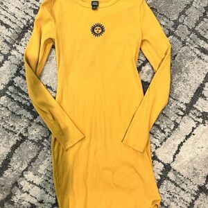 Yellow Long Sleeve Dress with Sun Logo